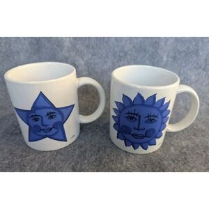 2 Luciano Collection Celestial Cosmos Moon Stars Sun  Ceramic  Mugs